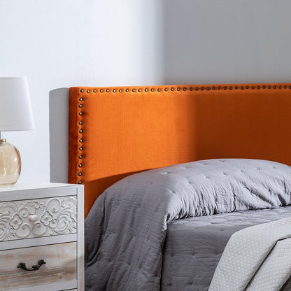 Bed Headboard 160 x 6 x 60 cm Synthetic Terracotta Fabric