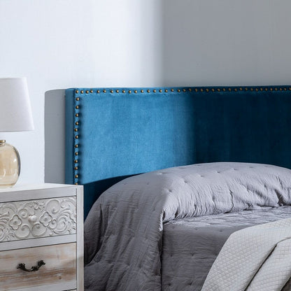 Bed Headboard 180 x 6 x 60 cm Synthetic Fabric Blue