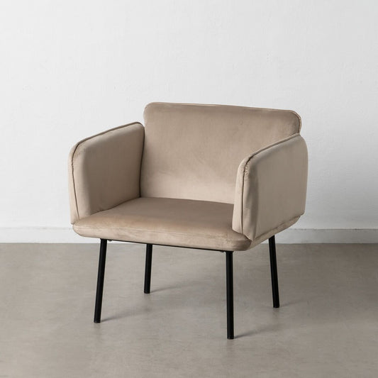 Beige Synthetic Fabric Metal Armchair