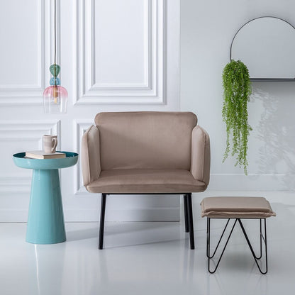 Beige Synthetic Fabric Metal Armchair