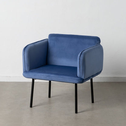 Blue Metal Synthetic Fabric Armchair