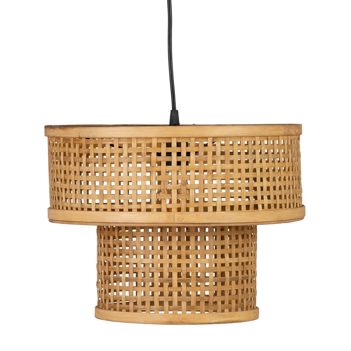 Natural Black Ceiling Lamp Bamboo Wood 220-240 V 34 x 34 x 26.5 cm