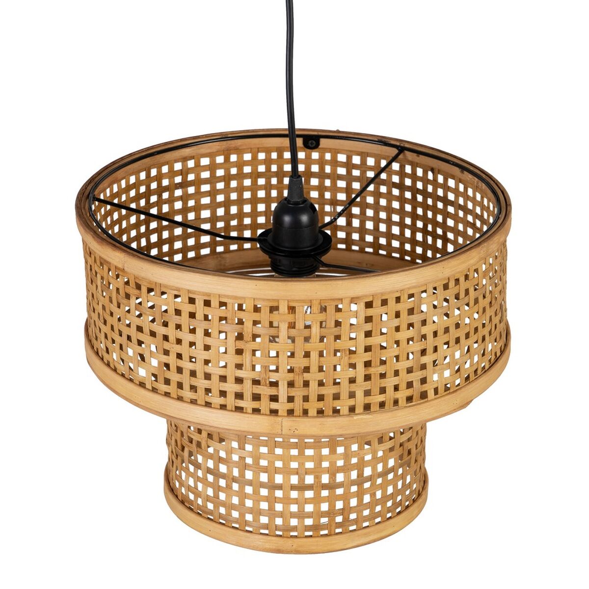 Natural Black Ceiling Lamp Bamboo Wood 220-240 V 34 x 34 x 26.5 cm