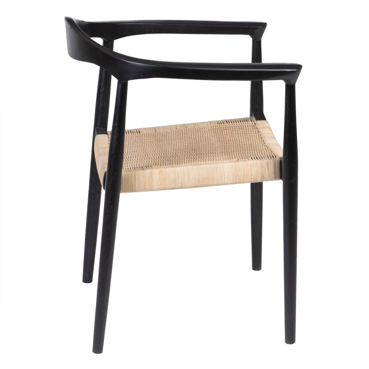 Silla de Comedor Negro Natural Ratán madera de teca 59 x 58 x 76,5 cm