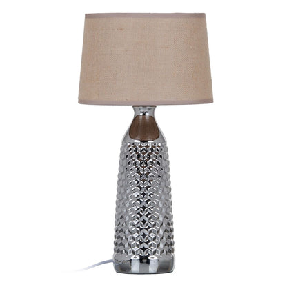 Table Lamp Beige Silver Burlap Ceramic 60W 220V 240V 220-240V 26 x 26 x 49.5 cm