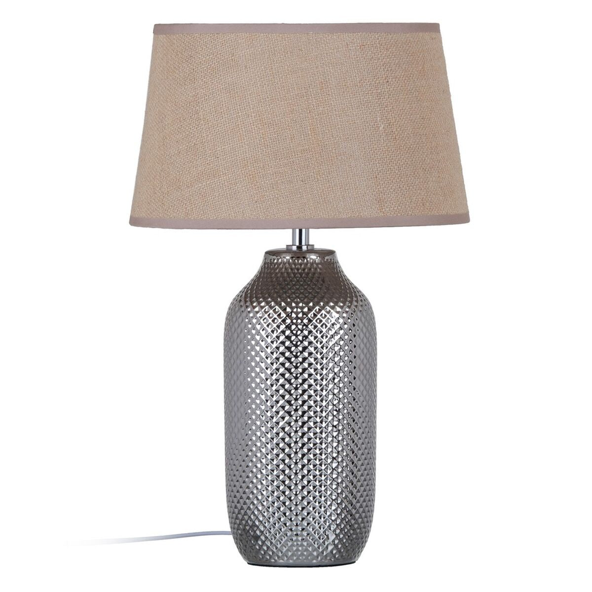 Table Lamp Beige Silver Burlap Ceramic 60W 220V 240V 220-240V 30 x 30 x 48 cm