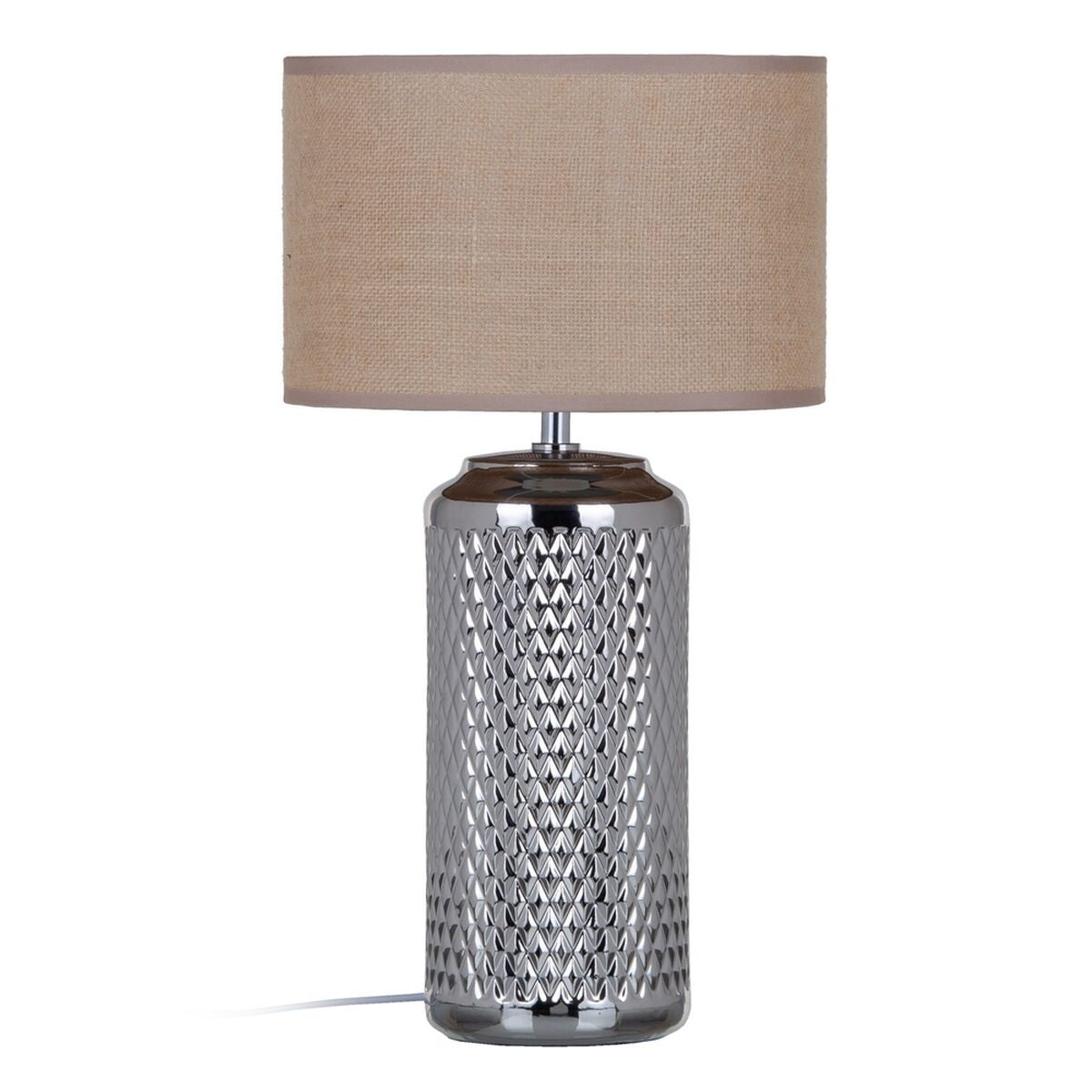 Table Lamp Beige Silver Burlap Ceramic 60W 220V 240V 220-240V 28 x 28 x 50.5 cm