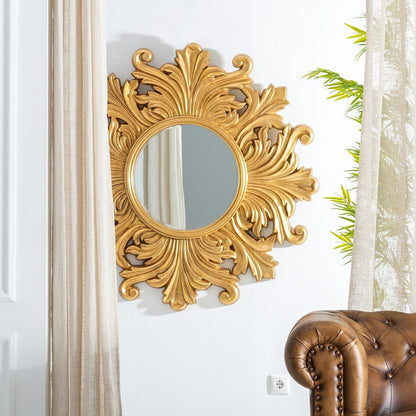 Wall Mirror 114 x 4.5 x 114 cm Gold Glass Wood