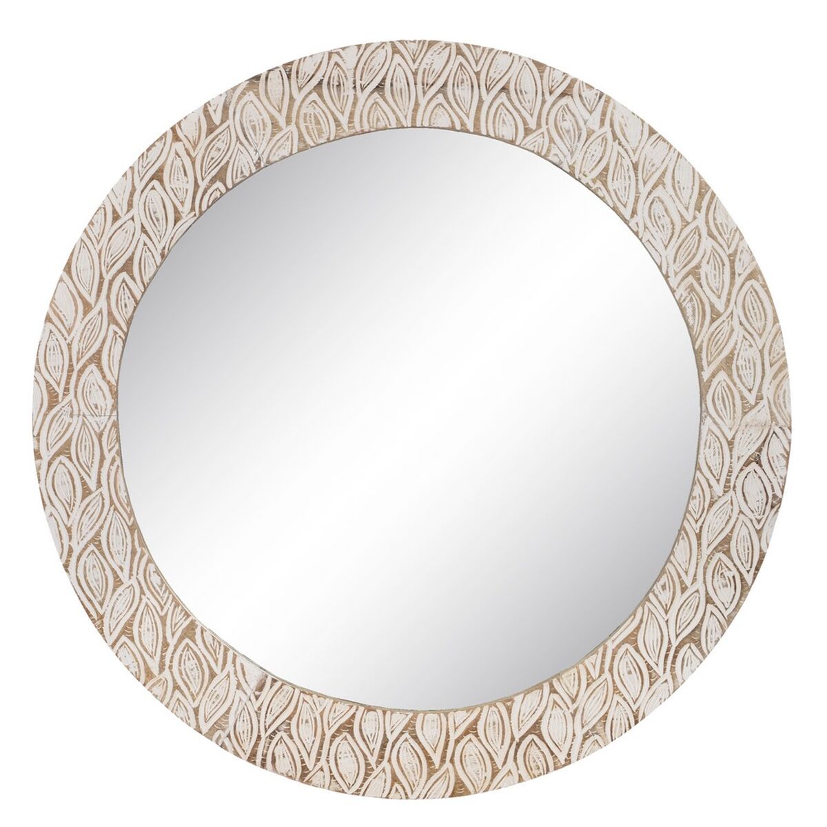 Wall Mirror White Glass Mango Wood 76 x 2 x 76 cm