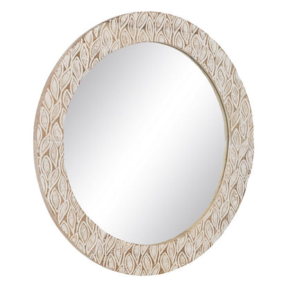 Wall Mirror White Glass Mango Wood 76 x 2 x 76 cm