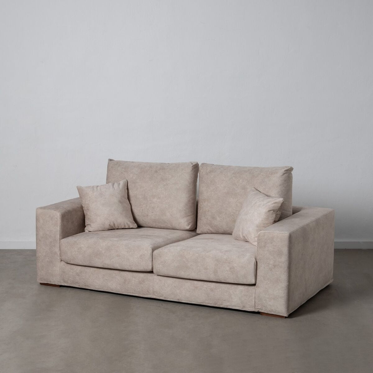 Beige Sofa Fiber Pine Wood Foam 206 x 88 x 100 cm