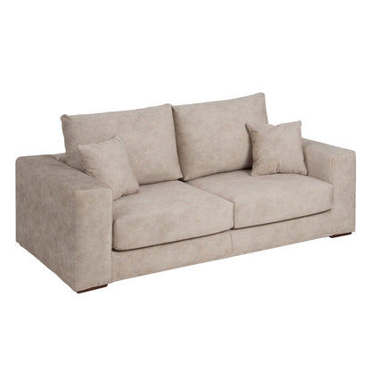 Beige Sofa Fiber Pine Wood Foam 206 x 88 x 100 cm