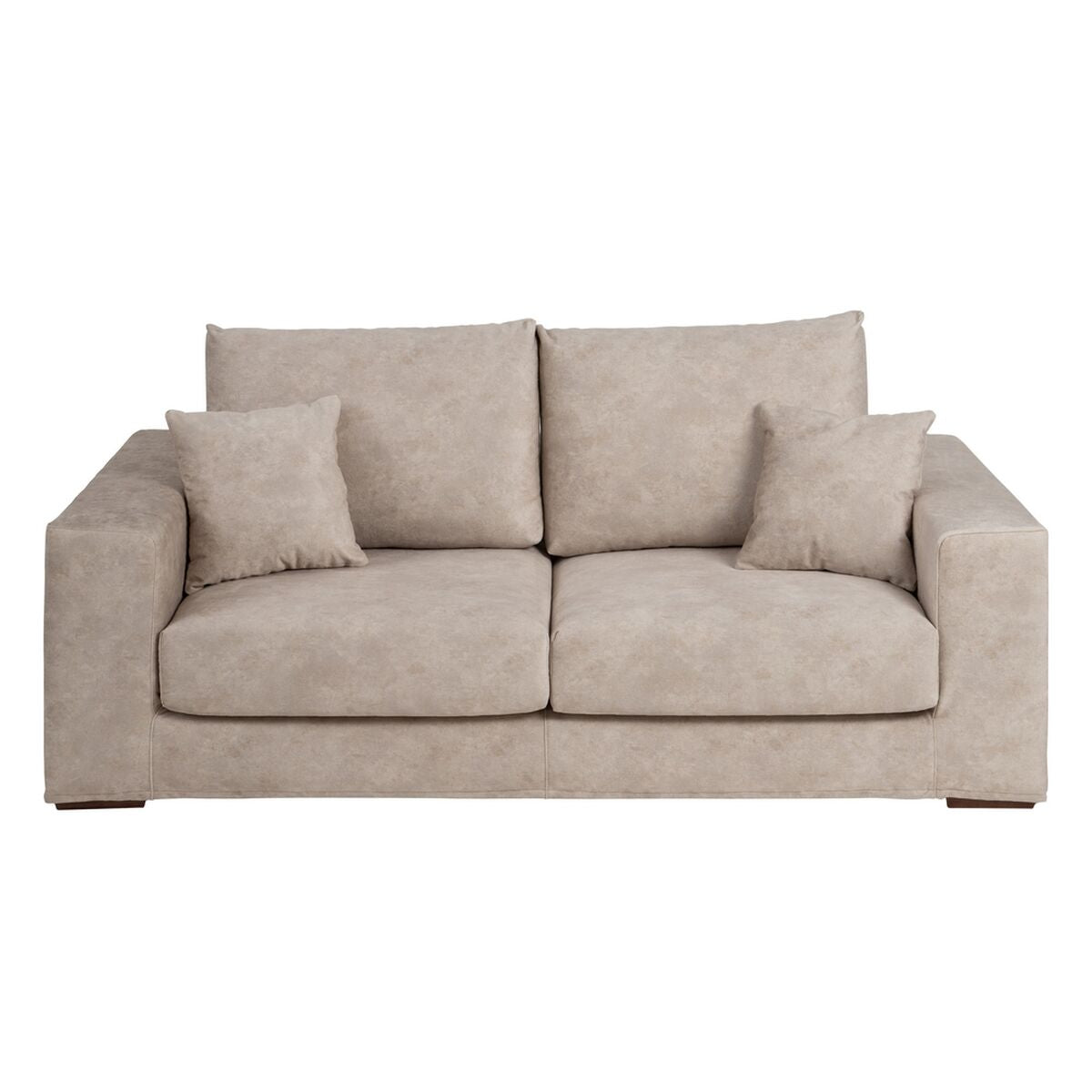 Beige Sofa Fiber Pine Wood Foam 206 x 88 x 100 cm