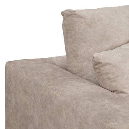 Beige Sofa Fiber Pine Wood Foam 206 x 88 x 100 cm