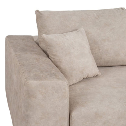 Beige Sofa Fiber Pine Wood Foam 206 x 88 x 100 cm