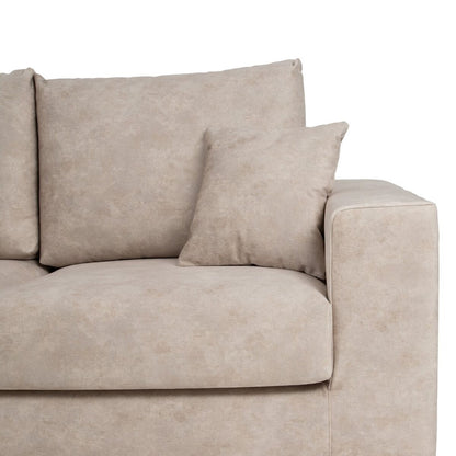 Beige Sofa Fiber Pine Wood Foam 206 x 88 x 100 cm