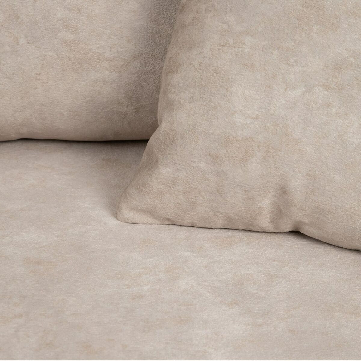 Beige Sofa Fiber Pine Wood Foam 206 x 88 x 100 cm