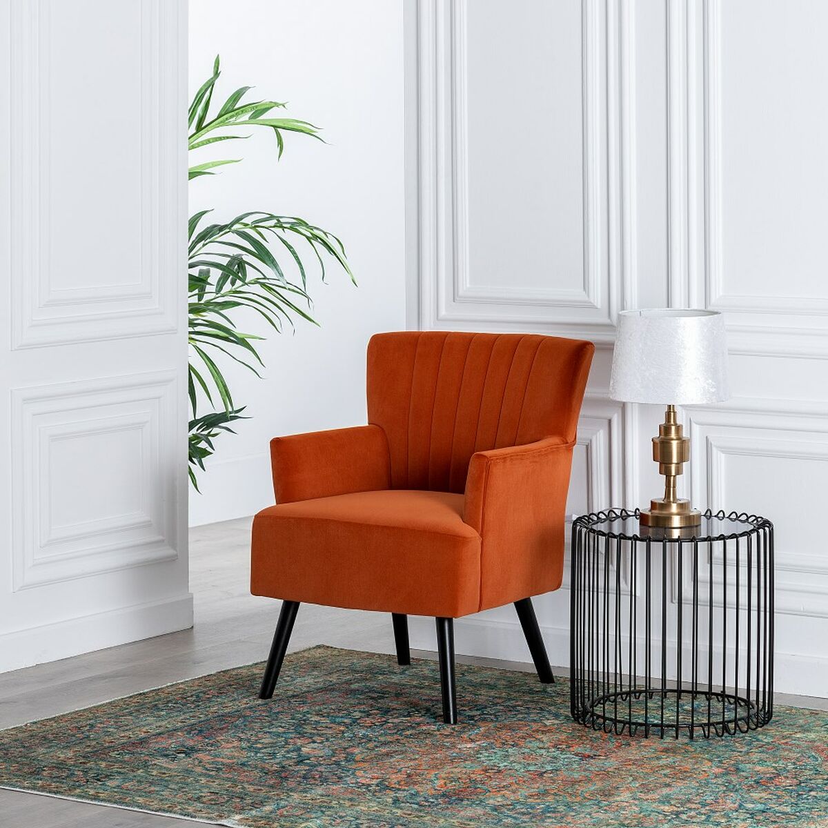 Armchair 63 x 50 x 83 cm Synthetic Fabric Orange Wood