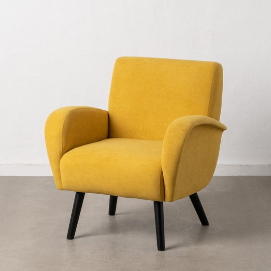 Armchair 72 x 71 x 81 cm Synthetic Fabric Yellow Wood