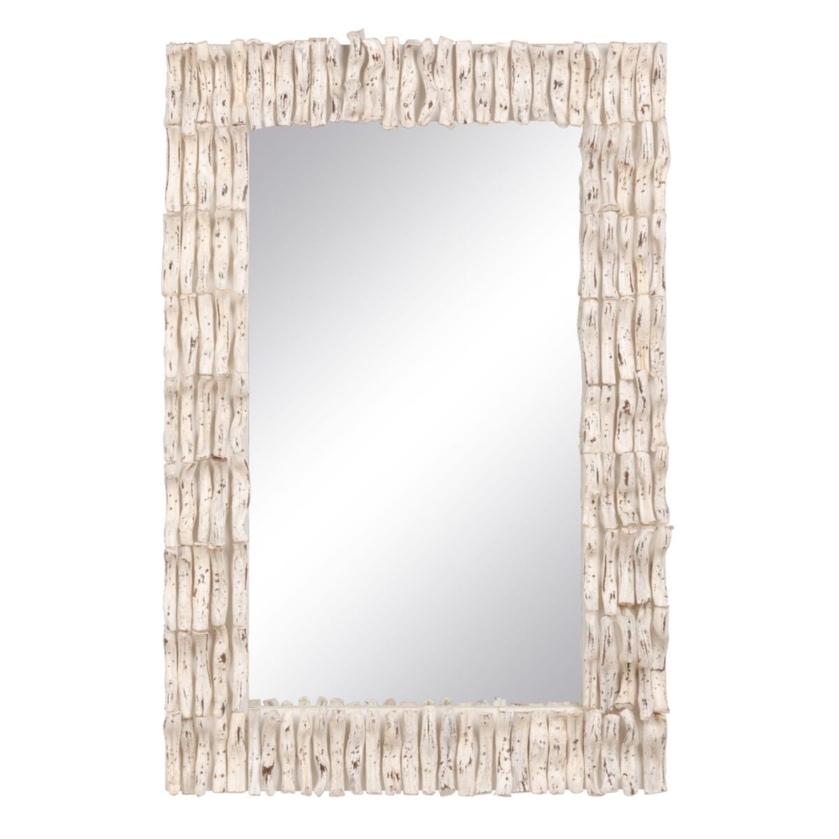 Wall mirror 60 x 8 x 90 cm teak wood White