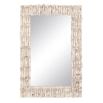 Wall mirror 60 x 8 x 90 cm teak wood White