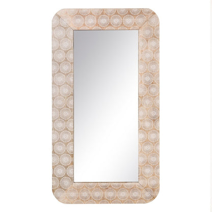 Wall mirror 91 x 2 x 50.5 cm White Mango wood MDF wood