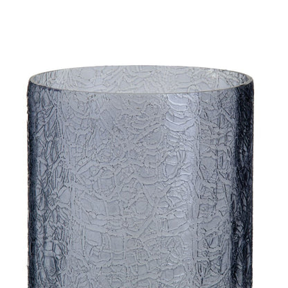 Jarrón 17 x 17 x 47 cm Cristal Gris Metal Plata