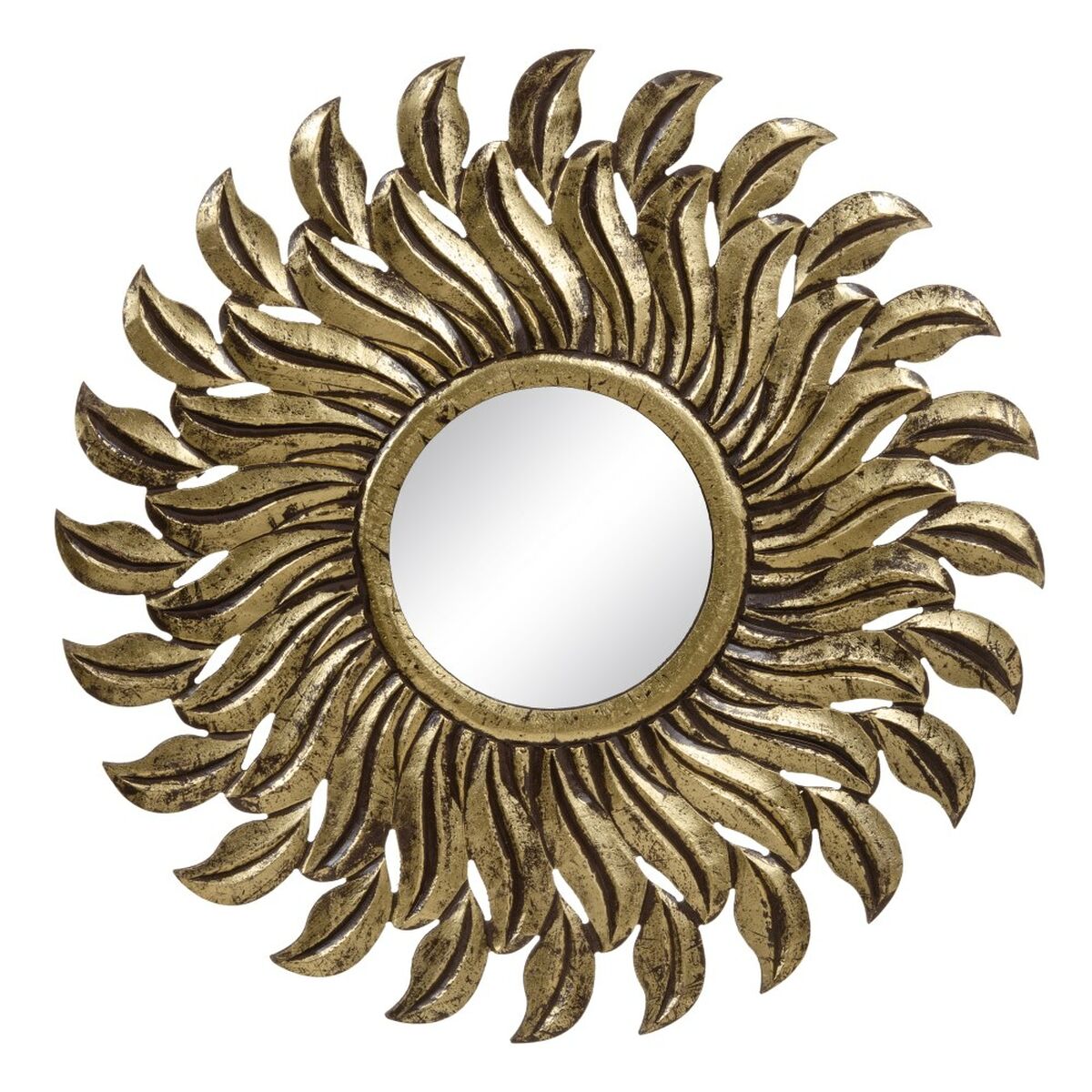 Wall Mirror Gold Crystal MDF Wood 80 x 1.75 x 80 cm