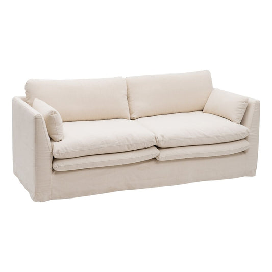 Beige Viscose 3 Seater Sofa 224 x 100 x 94 cm