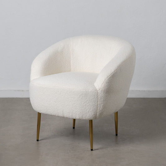 Armchair 75 x 70 x 74 cm Synthetic Fabric White Metal