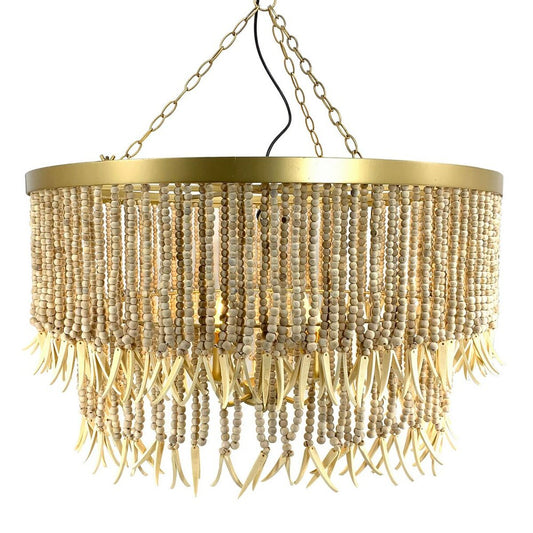 Ceiling Lamp 80 x 80 x 42 cm Natural Metal Wood