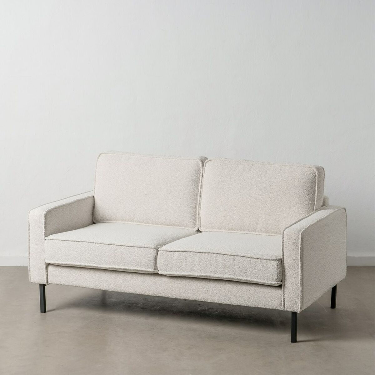 Sofa 163 x 87 x 90 cm Beige Metal Synthetic Fabric