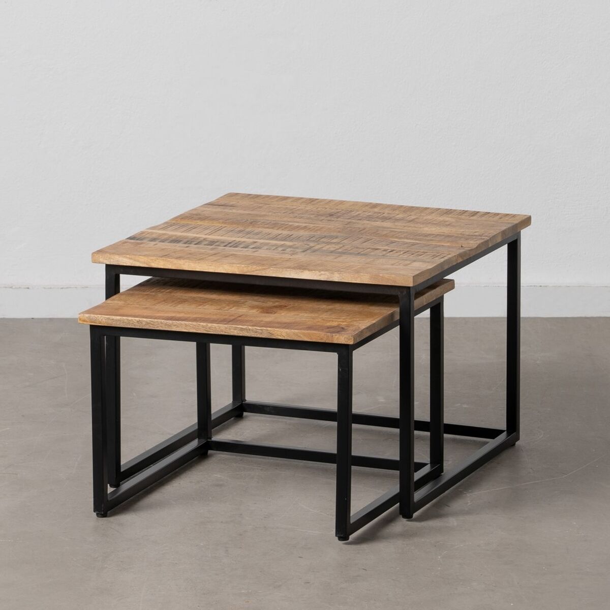 Set of 2 tables Natural Black 60 x 60 x 42 cm (2 Units)