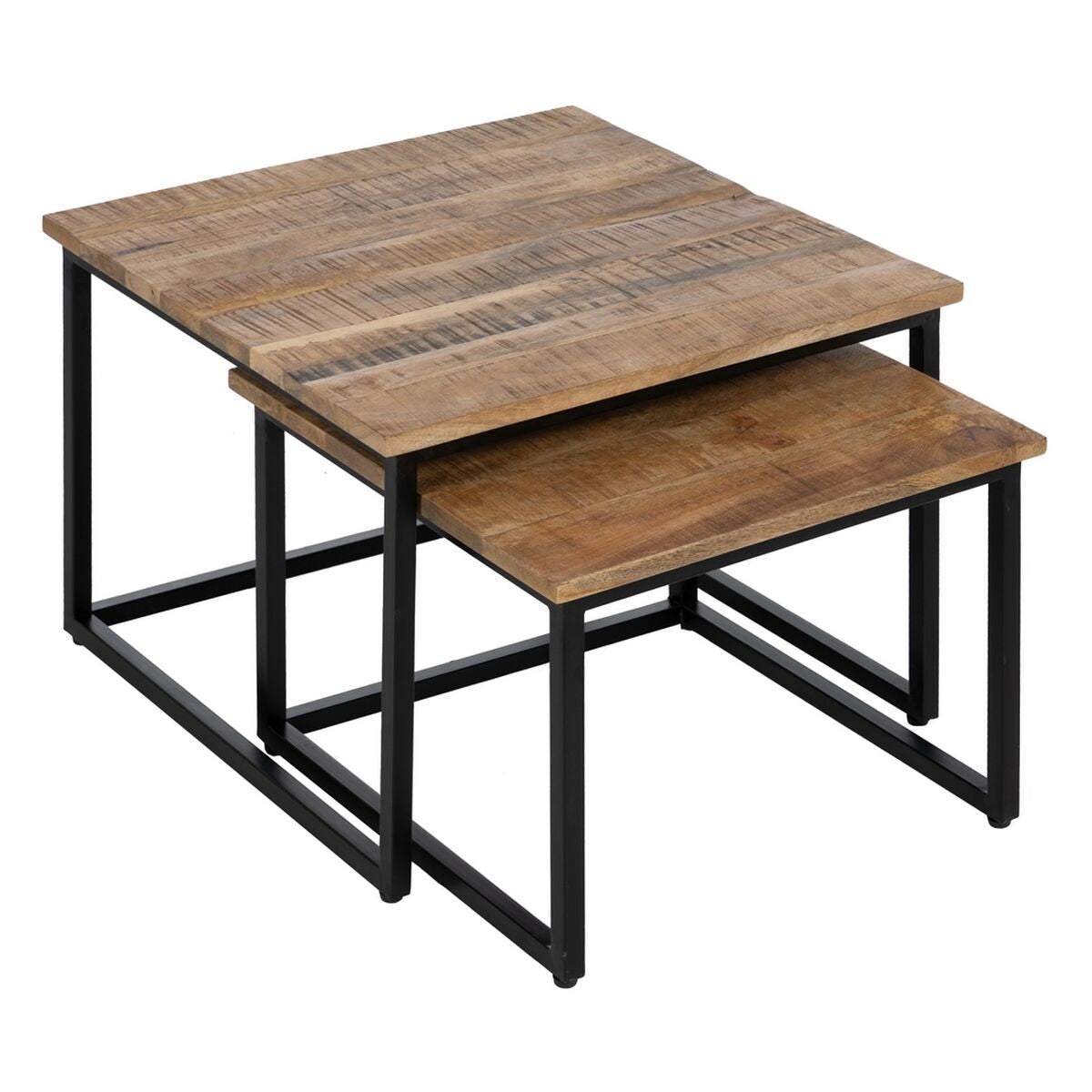 Set of 2 tables Natural Black 60 x 60 x 42 cm (2 Units)