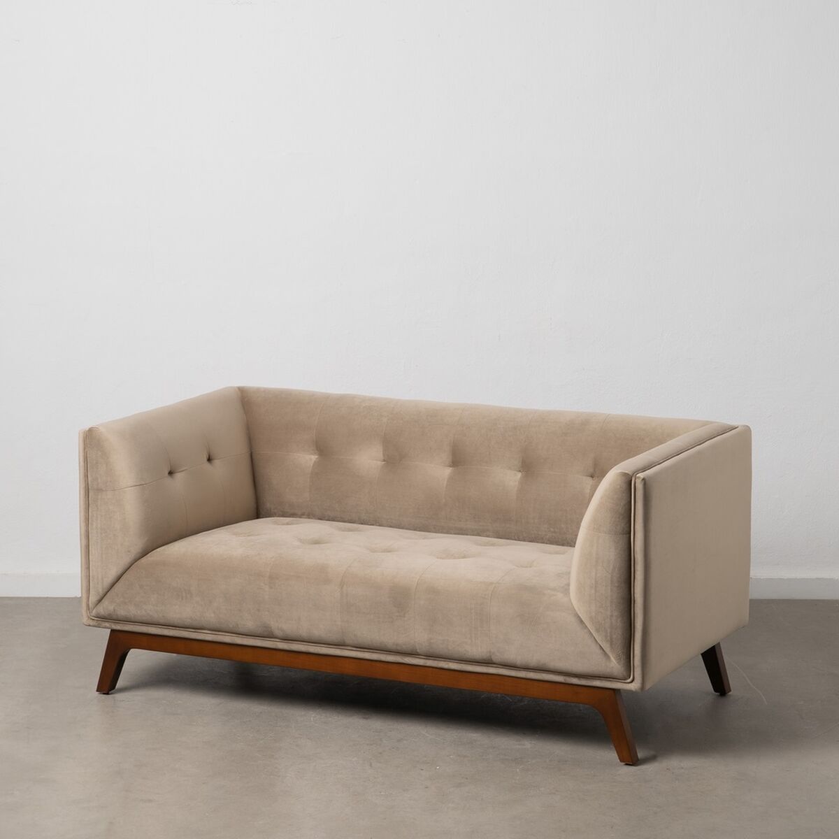 Sofa 156 x 81 x 72 cm Champagne Synthetic Fabric Wood Velvet