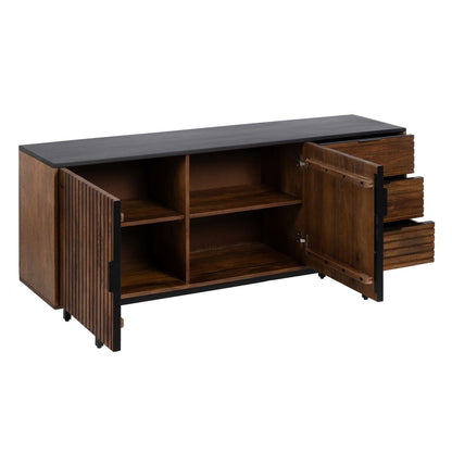 ABNER Sideboard Brown Black 160 x 40 x 75 cm