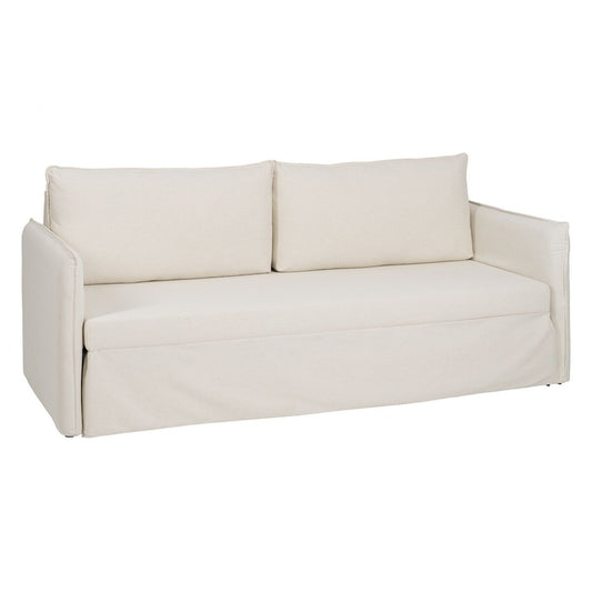 Beige Polyester Linen Sofa 210 x 93 x 95 cm