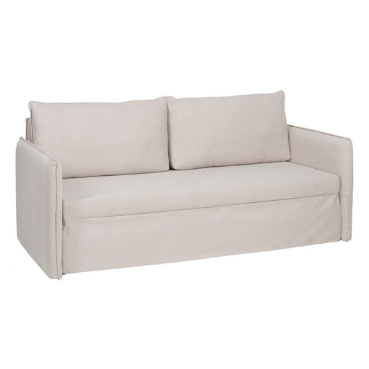 Beige Polyester Linen Sofa 210 x 93 x 95 cm