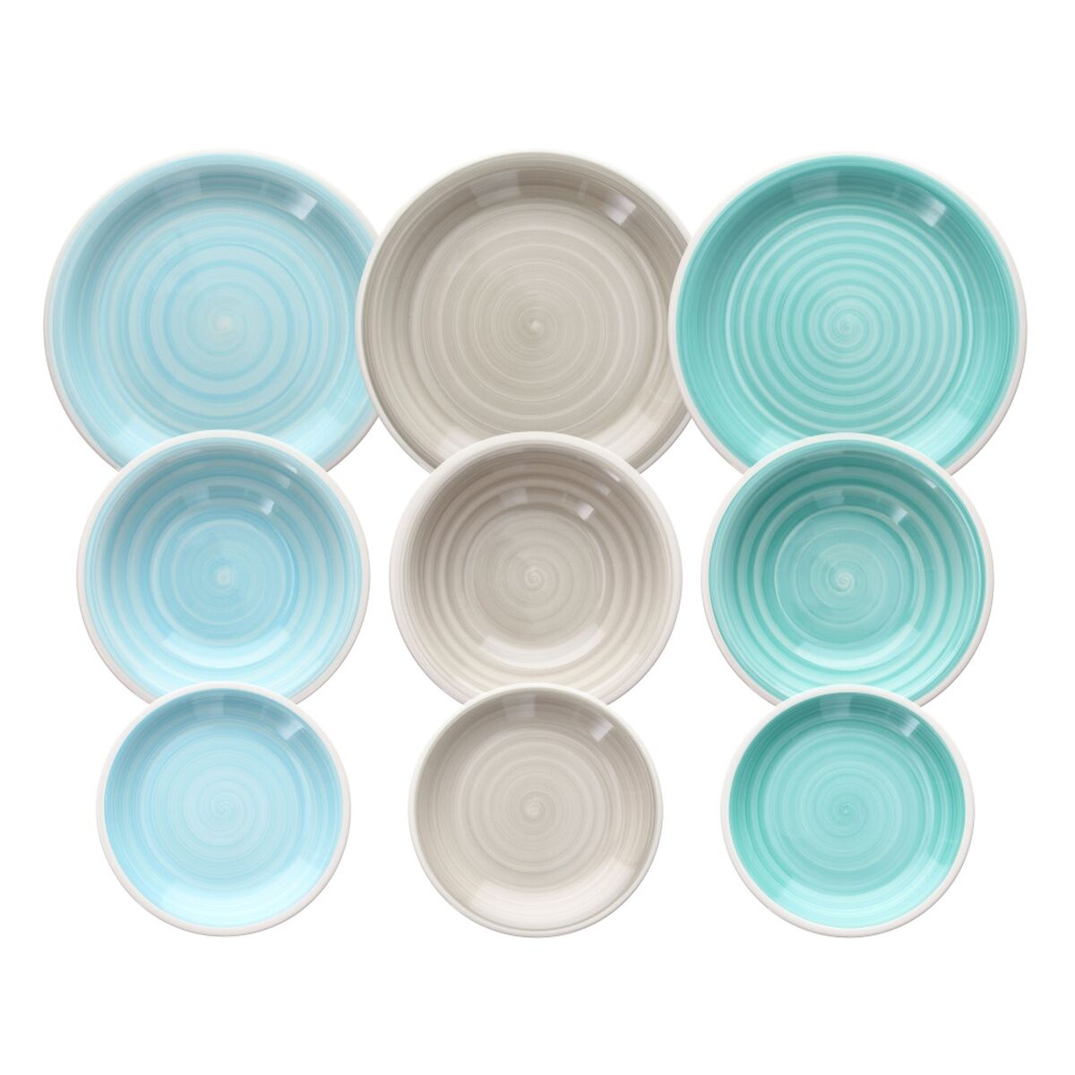 18 Piece Blue Green 1cm Stoneware Dinnerware Set