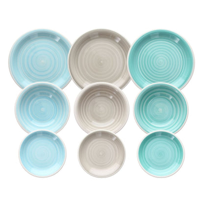 18 Piece Blue Green 1cm Stoneware Dinnerware Set