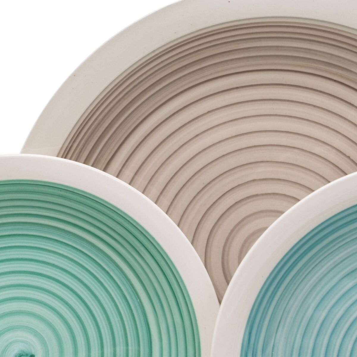 18 Piece Blue Green 1cm Stoneware Dinnerware Set