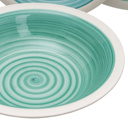 18 Piece Blue Green 1cm Stoneware Dinnerware Set