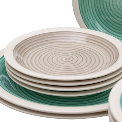 18 Piece Blue Green 1cm Stoneware Dinnerware Set