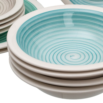 18 Piece Blue Green 1cm Stoneware Dinnerware Set