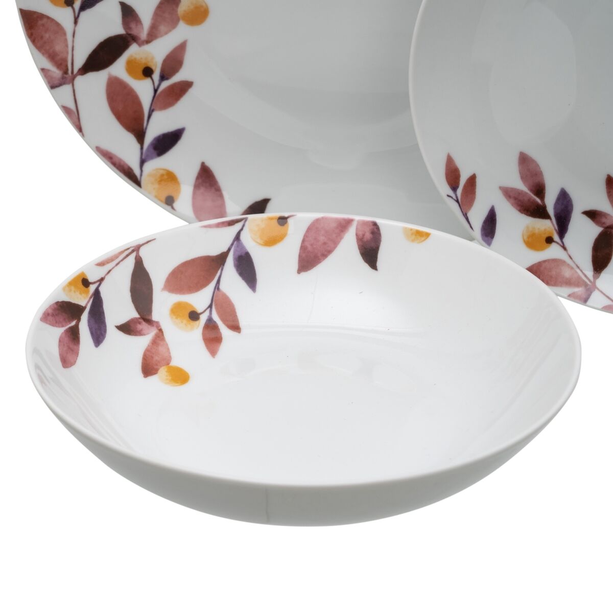 18-Piece Dinnerware Set Leaves Porcelain 1 cm