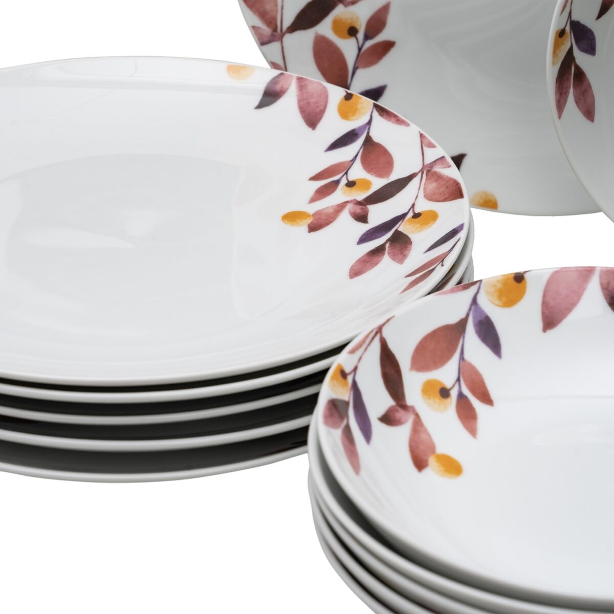 18-Piece Dinnerware Set Leaves Porcelain 1 cm