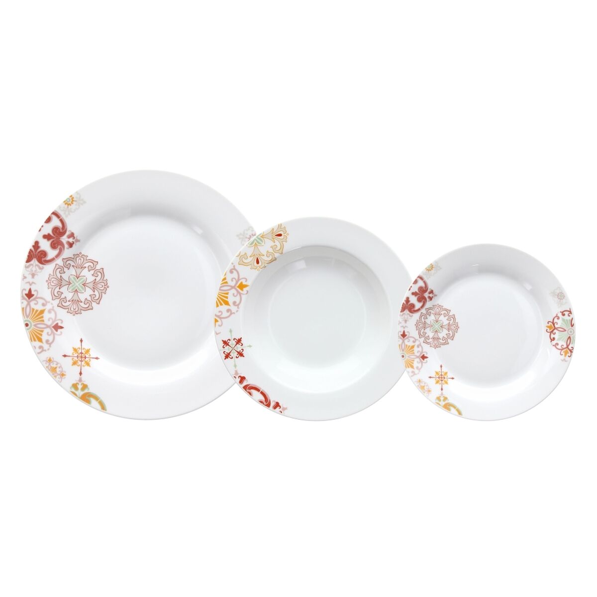 Vajilla 18 Piezas Porcelana Burdeos 1 cm Mostaza