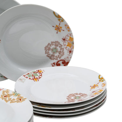 18-Piece Dinnerware Set Bordeaux Porcelain 1 cm Mustard