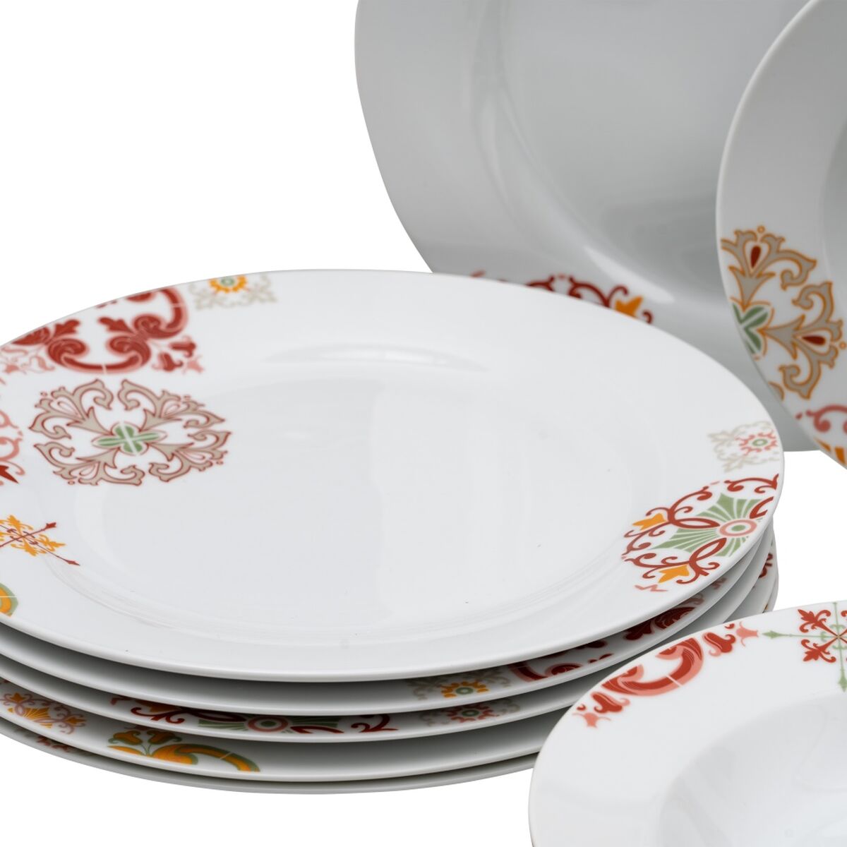 18-Piece Dinnerware Set Bordeaux Porcelain 1 cm Mustard