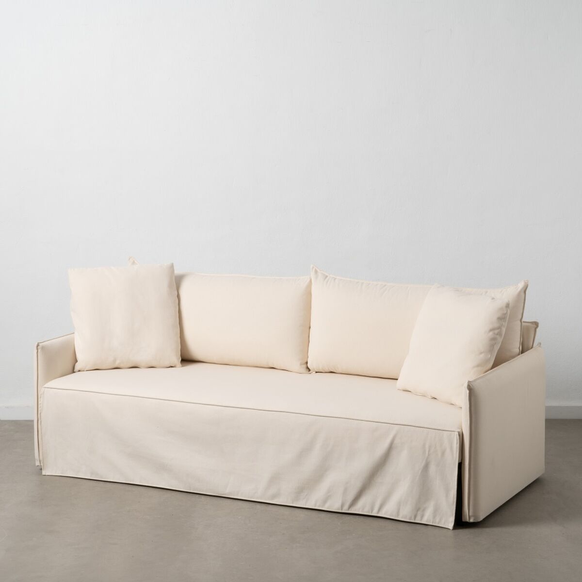 Sofá Cama 200 x 94 x 86 cm Tejido Sintético Crema